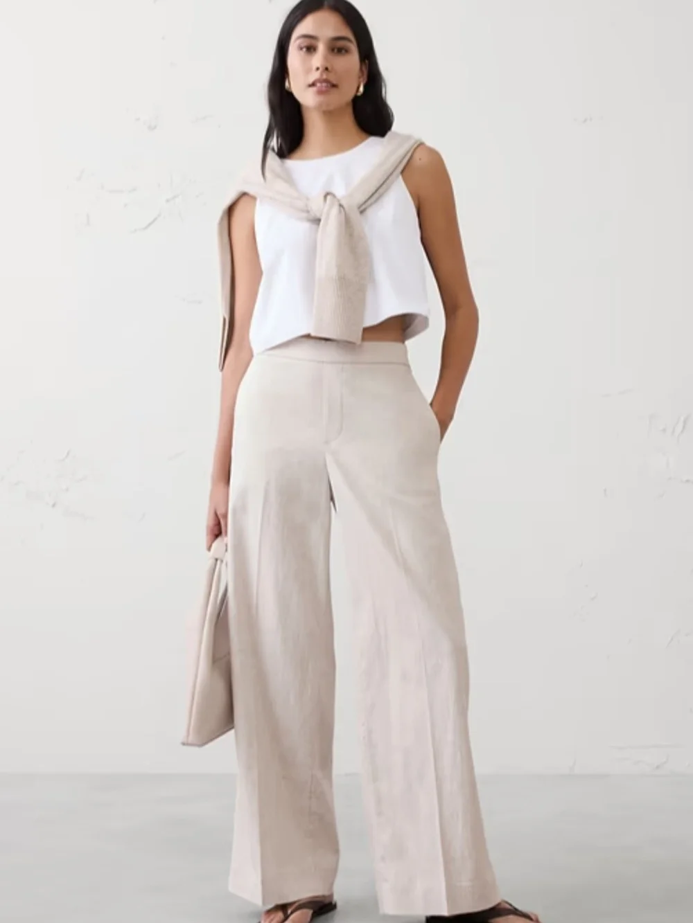 NWT Banana Republic Hayden Wide Leg High-Rise Linen Blend Pants Size-XL